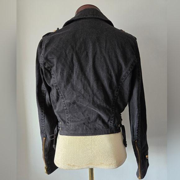 REISS 1971 Black Denim Fittwd Cropped Jacket. Size Medium - Picture 6 of 13